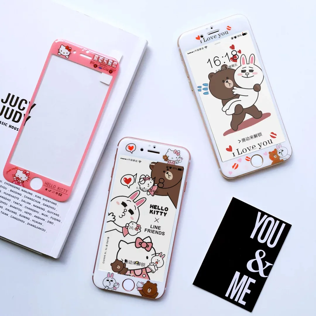 Закаленное стекло с милым мультяшным дизайном для iPhone6 6s 6Plus 6sP защита экрана 3D Arc