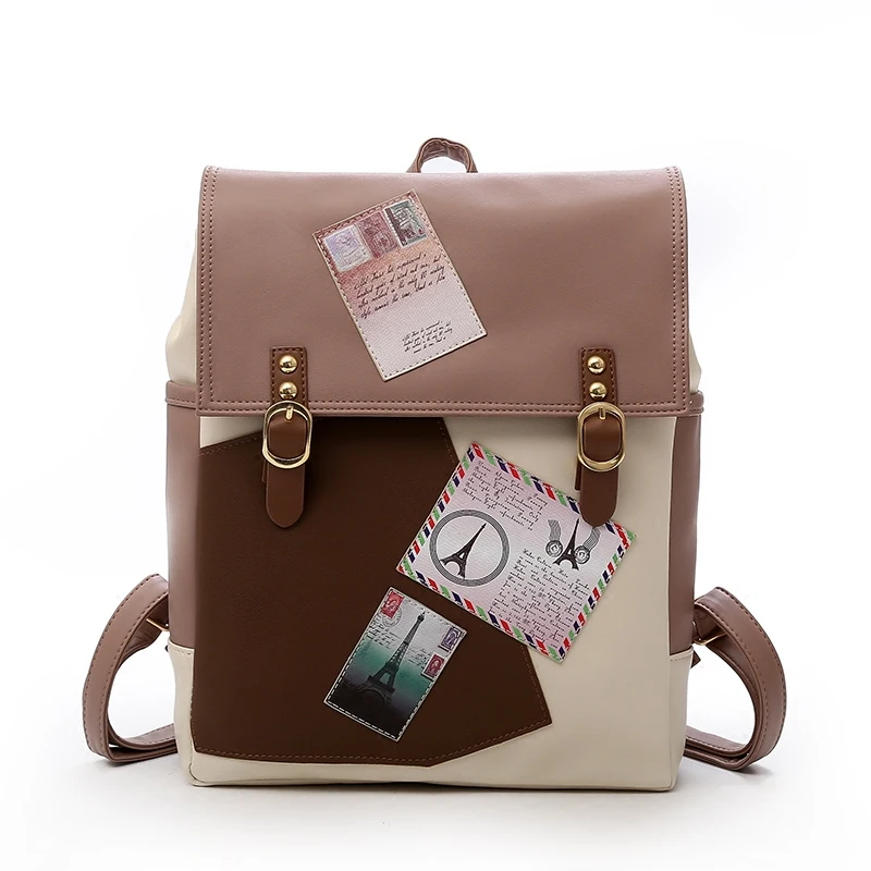 

Women Men Backpack 2019 New British Preppy Style Ladies Office Work Leather Bag College Student Backpack Travel Rucksack Beige