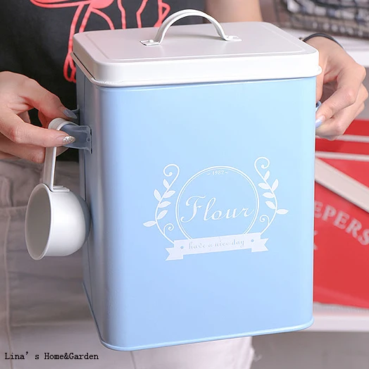 

kitchen craft tin storage canister with metal scoop