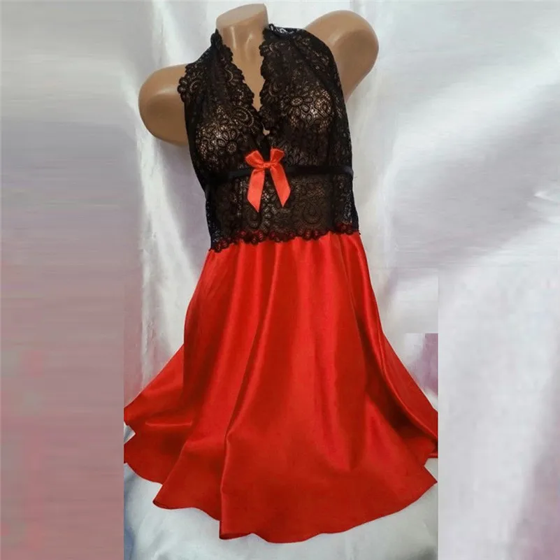 Женское сексуальное атласное кружевное нижнее белье Babydoll ночная рубашка Femme De