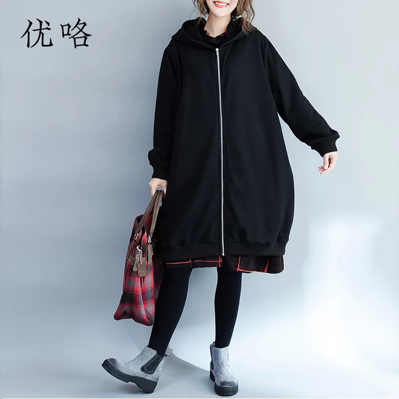 Goedkoop 2018 Winter Mode Lange Trenchcoat Plus Size Warm Thicken Velvet Plus Size Kawaii Jas Vrouwen Casual Losse Capuchon Jassen 4XL 5XL