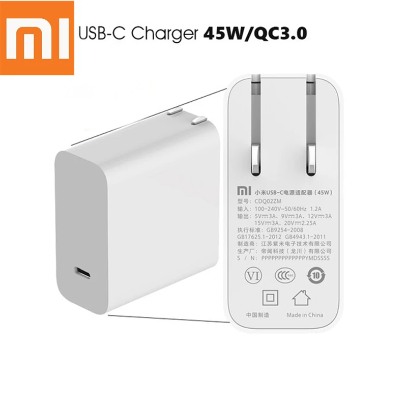 

Original travel Charger 45W 65W Type-C USB-C QC 3.0 PD 2.0 Quick Charger cable For Xiaomi Air