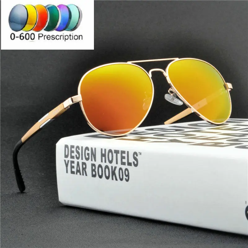 Мужские зеркальные солнцезащитные очки с линзами для близорукости от 1 до 6, мужские поляризованные солнцезащитные очки NX - Цвет линз: gold-red lens-200