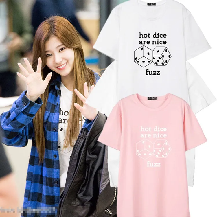 

K-pop Twice Concert around the Qiasaki Shaoxia sana the same men and women loose-sleeved summer wear lovers T-shirts kpop
