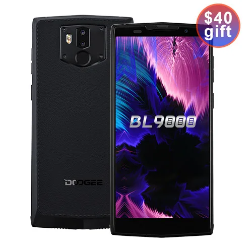 DOOGEE BL9000 Smartphone 5V5A Flash Charge 9000mAh Wireless Charge 6GB 64GB Helio P23 Octa Core 5.99" FHD+ Android 8.1 - Цвет: Black