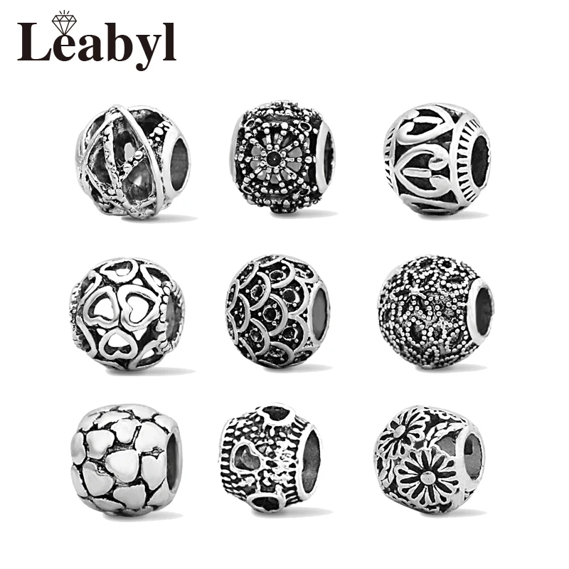 

4 Pcs/Lot Silver Color Ball Style Heart Flower Pandora Charms Beads fit Bracelet Bangle Necklace DIY Jewelry Making Dropshipping