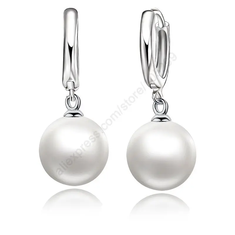 

JEXXI 2018 Fashion Pearl Earring Accessories 925 Sterling Silver Pearl Earrings White Pearl Hoop Earrings For Women