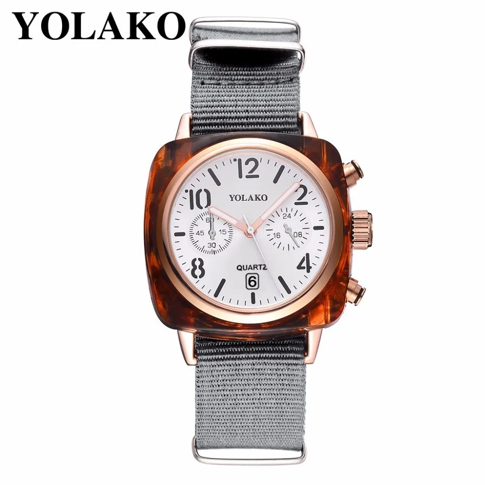 Бренд YOLAKO, модные мужские спортивные часы с брезентовым ремешком, роскошные мужские часы, мужские кварцевые наручные часы, Relogio Masculino - Цвет: grey