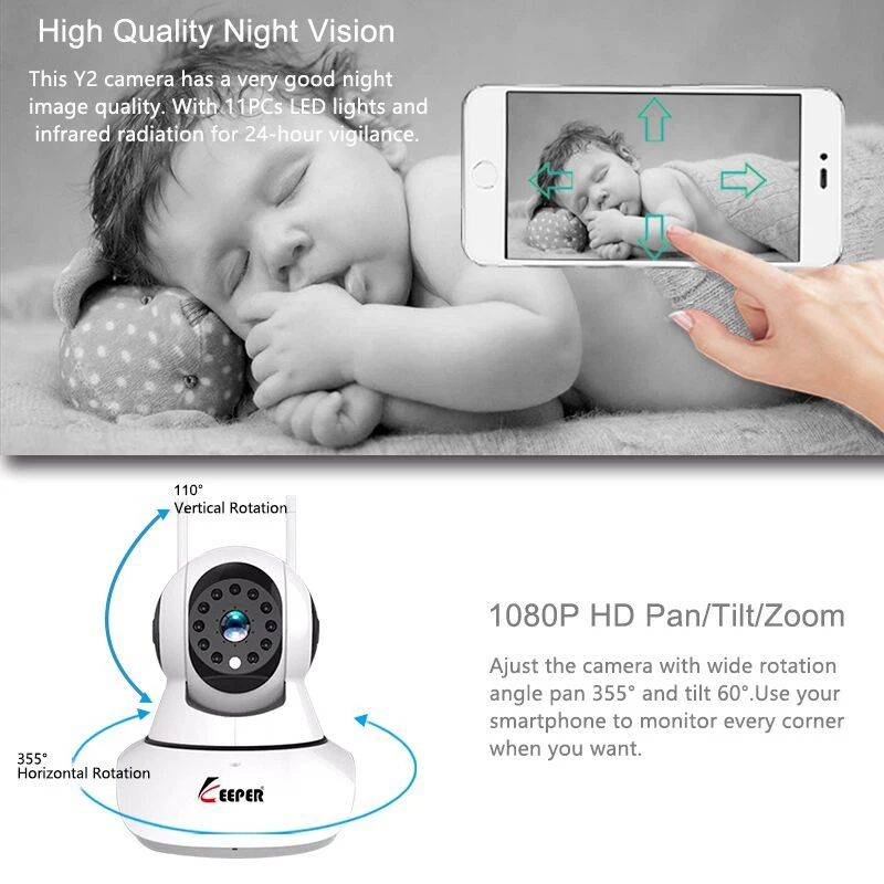 Хранитель HD IP камера WiFi беспроводная домашняя камера безопасности камера наблюдения 1080P 2MP Детский Монитор ночное видение CCTV камера 3