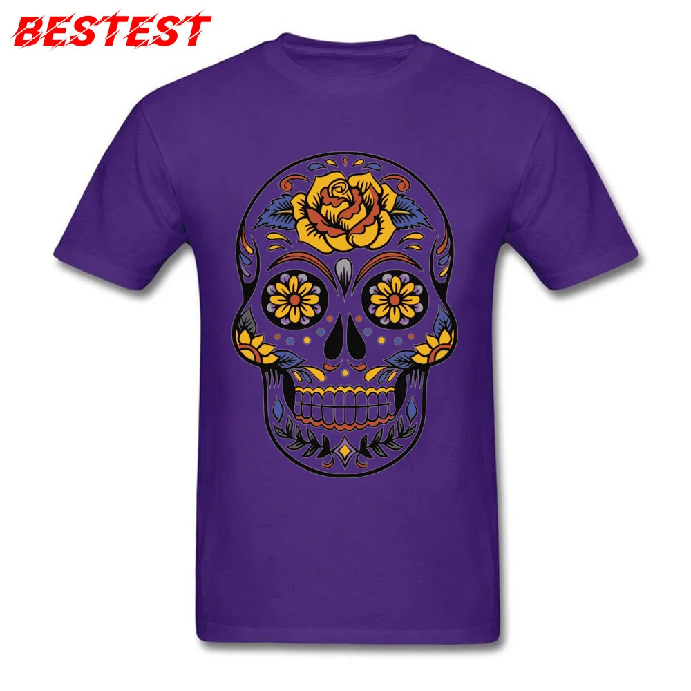 Funny T-Shirt Latest Crewneck Mexico skull 2028286_960_720 Pure Cotton Student Tops Shirt Normal Short Sleeve Tee-Shirts Mexico skull 2028286_960_720 purple
