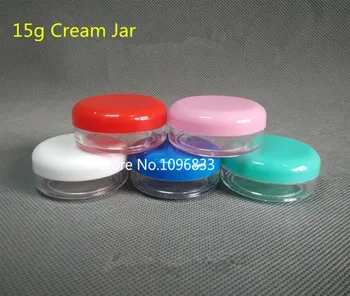

100pcs Empty Cream Jar Cosmetic Container Sample Plastic Jar Cosmetic Packaging Sub Bottle White Clear Jar 5 Colour Cap 15g