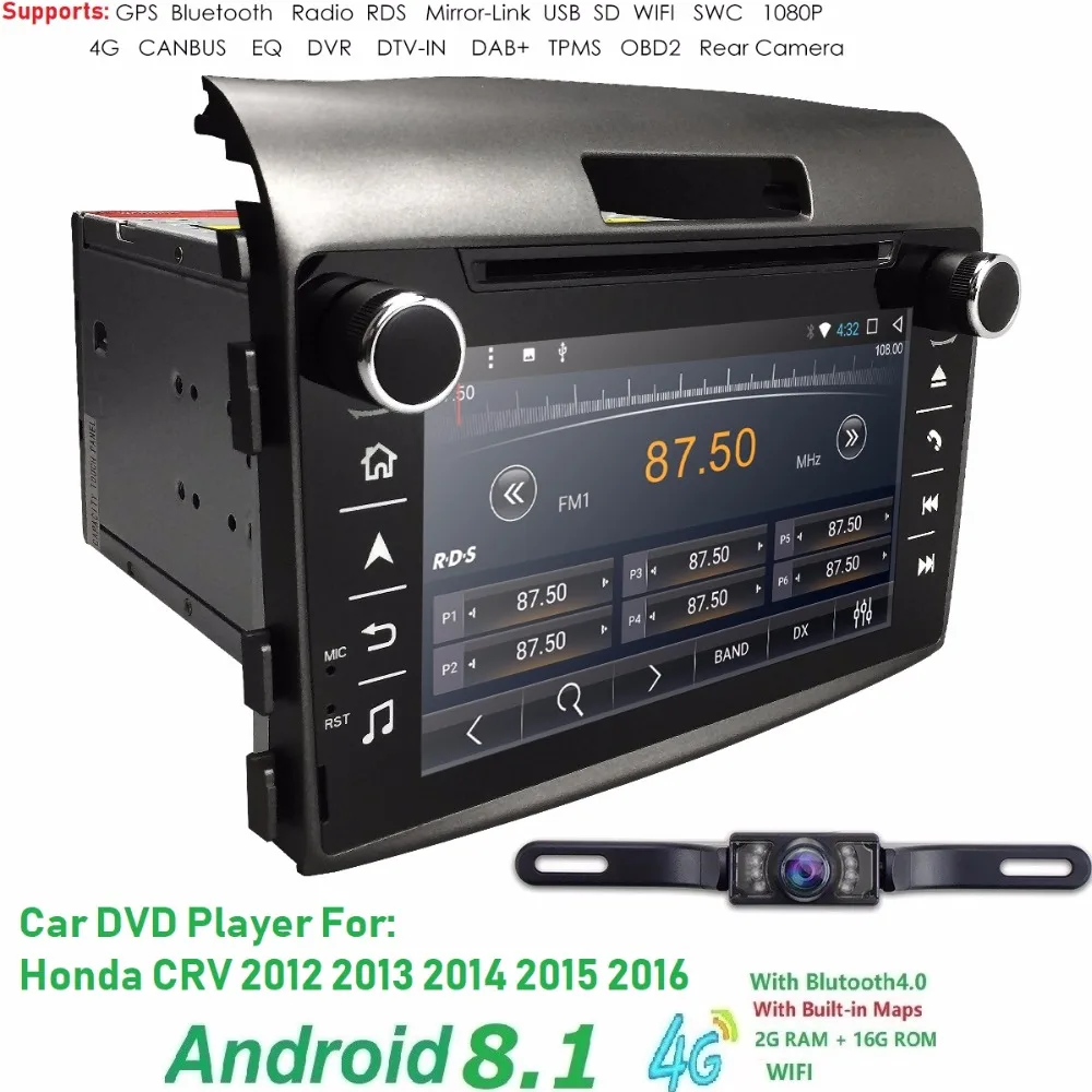 

High quality Android8.1 Fit HONDA CRV CR-V2012-2016 GPS Navigation 7"Car Stereo 2DIN DVD Player Radio Bluetooth BT TV SWC DAB SD