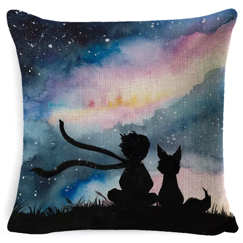 Little Prince Fairy Tale Series Printed Sofa Cushion Cover Home Decor Homeware Throw Pillowcase Linen Square Cushion Cojines