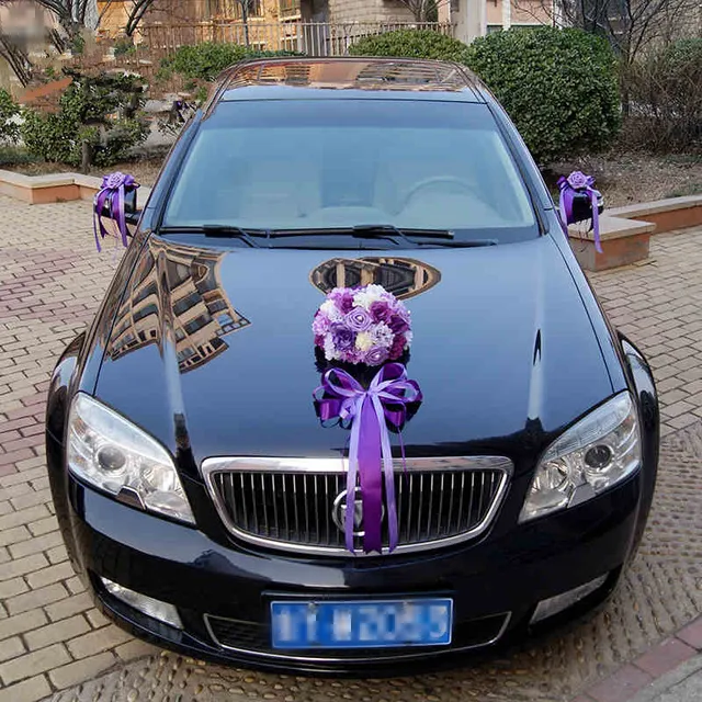 2017 New Ribbon Bowknot Artificial Rose Flower Wedding Car 2017 New Ribbon Bowknot Artificial Rose Flower Wedding Car Decoration Set Supplies Decorative