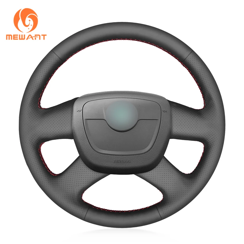 Черный чехол на руль из искусственной кожи для Skoda Octavia 2009-2013 Citigo 2011-2012 Roomster Fabia 2009-2012 Superb Yeti