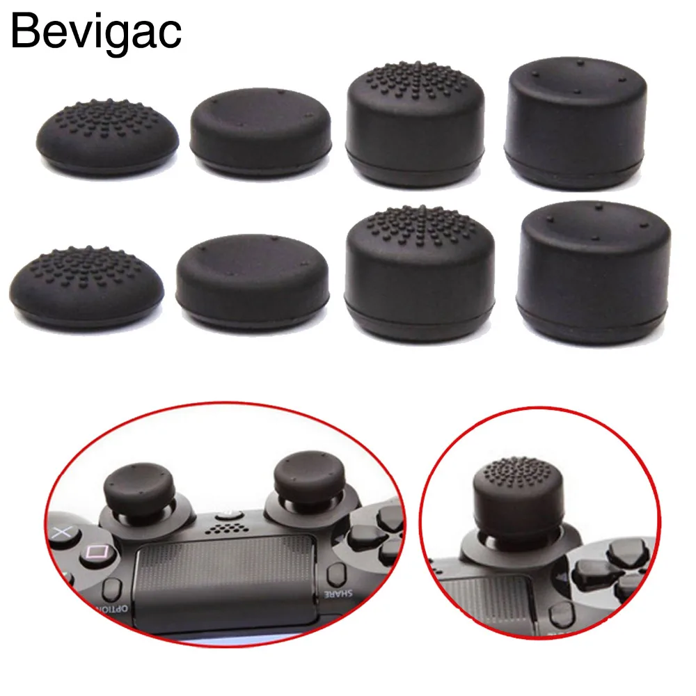 

Bevigac 8Pcs Heightened Soft Silicone Anti-Slip Thumb Grip Stick Cap Cover Case Skin for Sony Play Station 4 PS 4 PS4 Accessory
