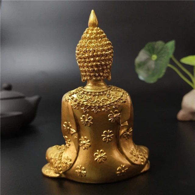 Statue de bouddha thaïlandais doré, décoration de jardin de maison, Sculpture de bouddha de méditation, Figurines Fengshui hindoues, artisanat d'ornements 4