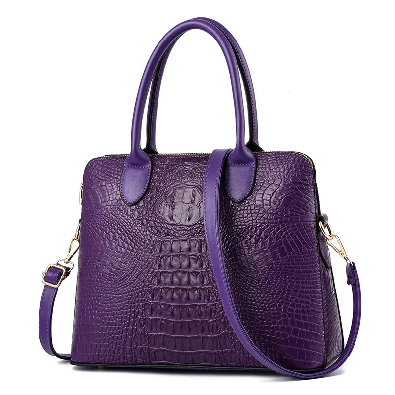 Для женщин из крокодиловой кожи сумки леди через плечо сумка Роскошный Дизайнер Женская сумка через плечо Feminina Новинка - Цвет: Фиолетовый