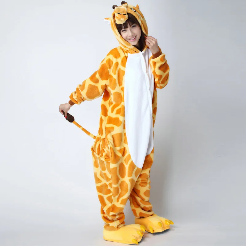 Flannel Giraffe Kigurumi Animal Jumpsuit For Adult Onesie Pajamas Kids