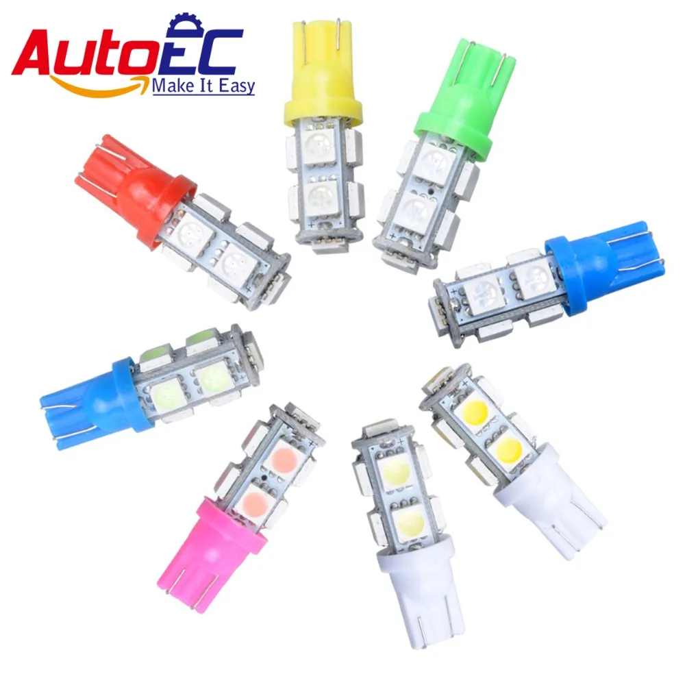 

AutoEC T10 194 168 501 W5W 9 SMD 5050 LED Car Marker Lamps Light bulbs White Red Blue Yellow Green dc12V 200pcs/lot #LB13