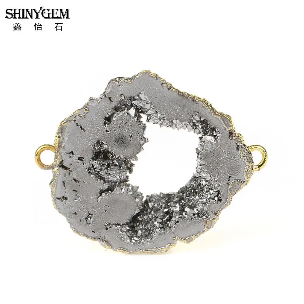 ShinyGem из друзы Камень Подвески минеральные Натуральный Камень Подвески для изготовления ювелирных изделий Разъемы для DIY ювелирных изделий 5 шт