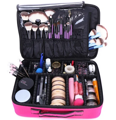 GERTIMO Makeup Bag Organizer Professional Makeup Box Artist  Larger Bag Cute Suitcase Makeup Boxes Travel Cosmetic Pouch Handba