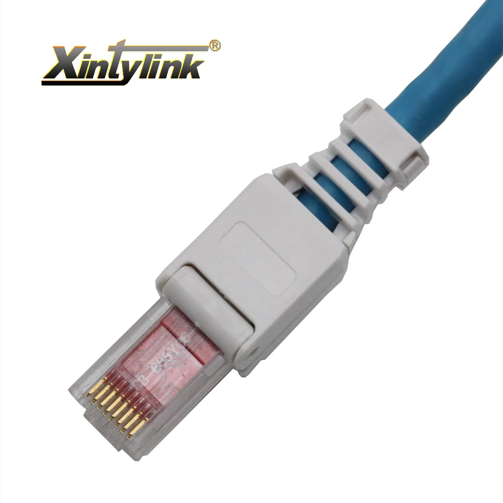 xintylink toolless ethernet cable connector rj45 cat6 plug cat5 cat5e network rj 45 8P8C cat 6 utp unshielded modular terminals xintylink 50pcs rj45 connector rj45 plug cat6 network connector gold plated utp male 8p8c unshielded ethernet connector load bar