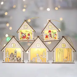 3D миниатюрный деревянный кукольный домик светодиодный свет деревянный дом висит украшения елки праздник Свадебные украшения подарки