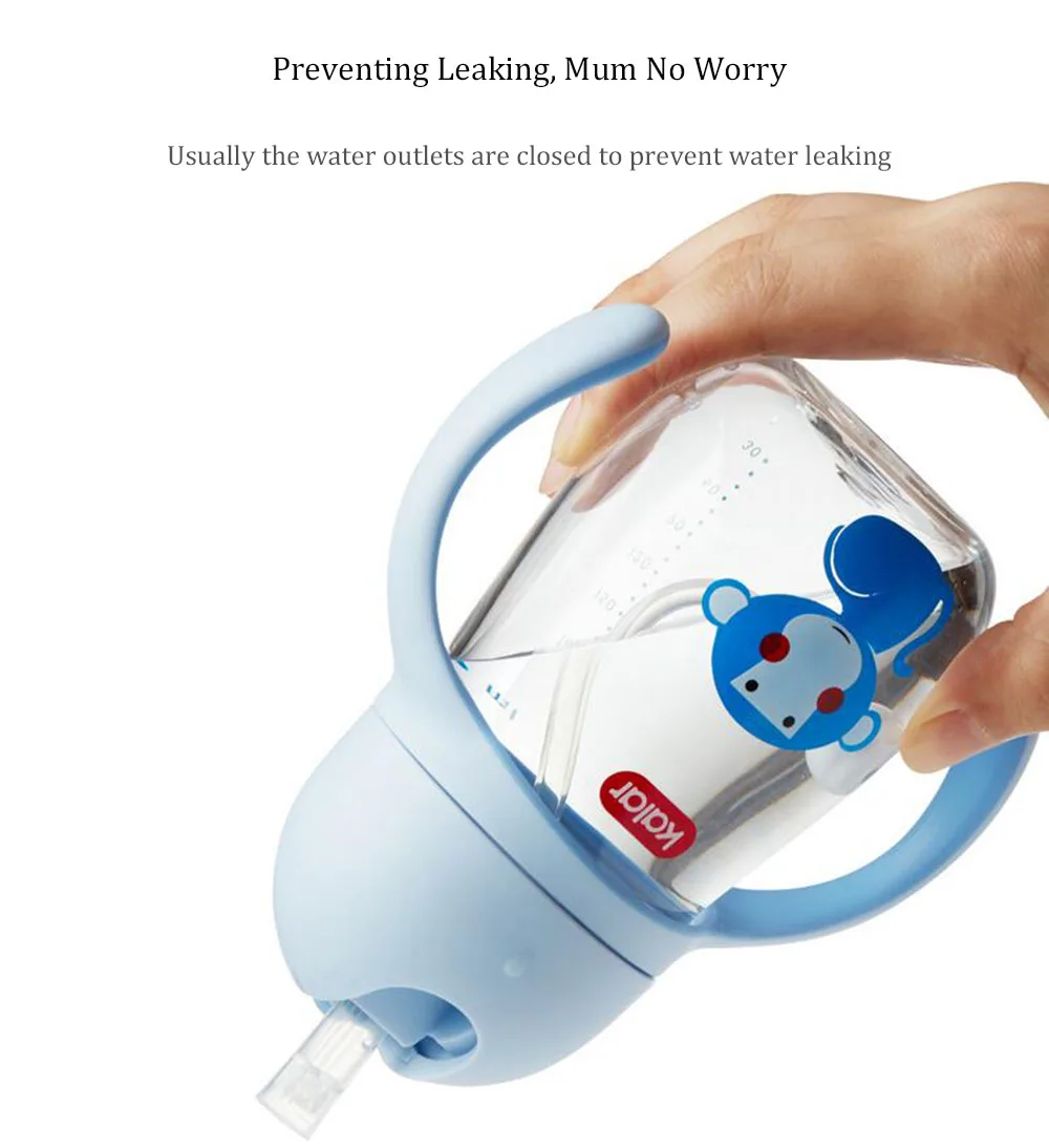 Xiaomi Kalar Cute Kids Water Bottle BPA Free Triatan With Straw Children Training Cup My Drink Bottles With Handle Sport Kettle (7)