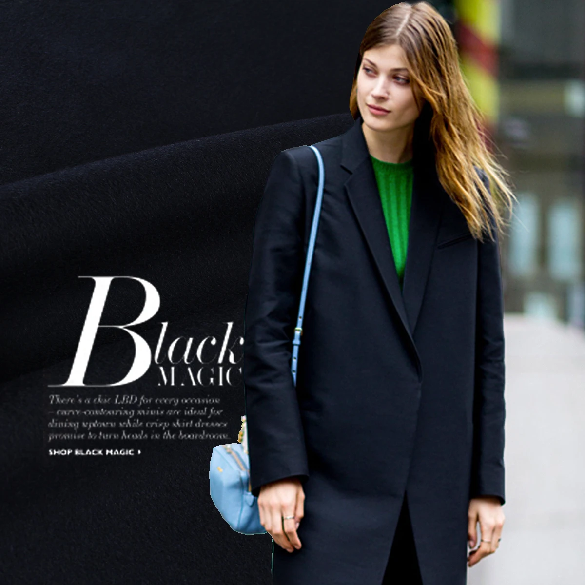 

2017 New cashmere wool fabric thicker section of the collection of blue cashmere short autumn and winter jacket fabric