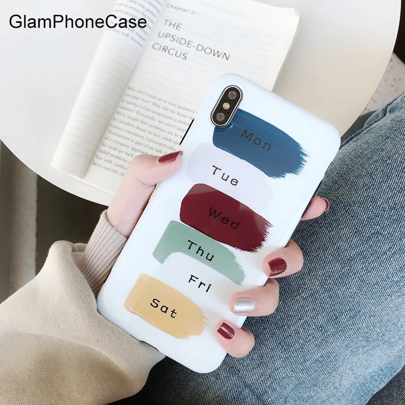 

Glam Phone Case Simple Fashion One Week Color Phone Case For iPhone11Pro XS Max XR XS 8 8 plus 7 7plus 6/6S Plus Soft Tpu Cover
