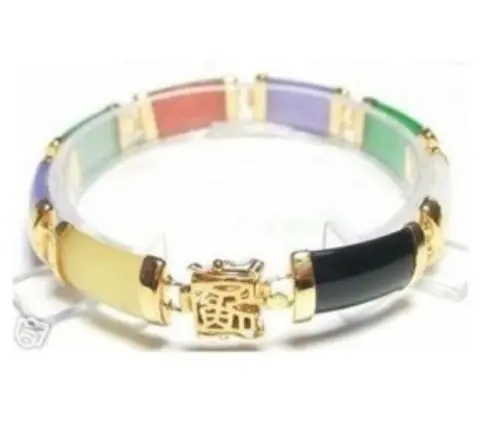 

Free Shipping Beautiful polychromatic stone carved link bracelet ^^@^ GP style Fine jewe Noble Natural stone