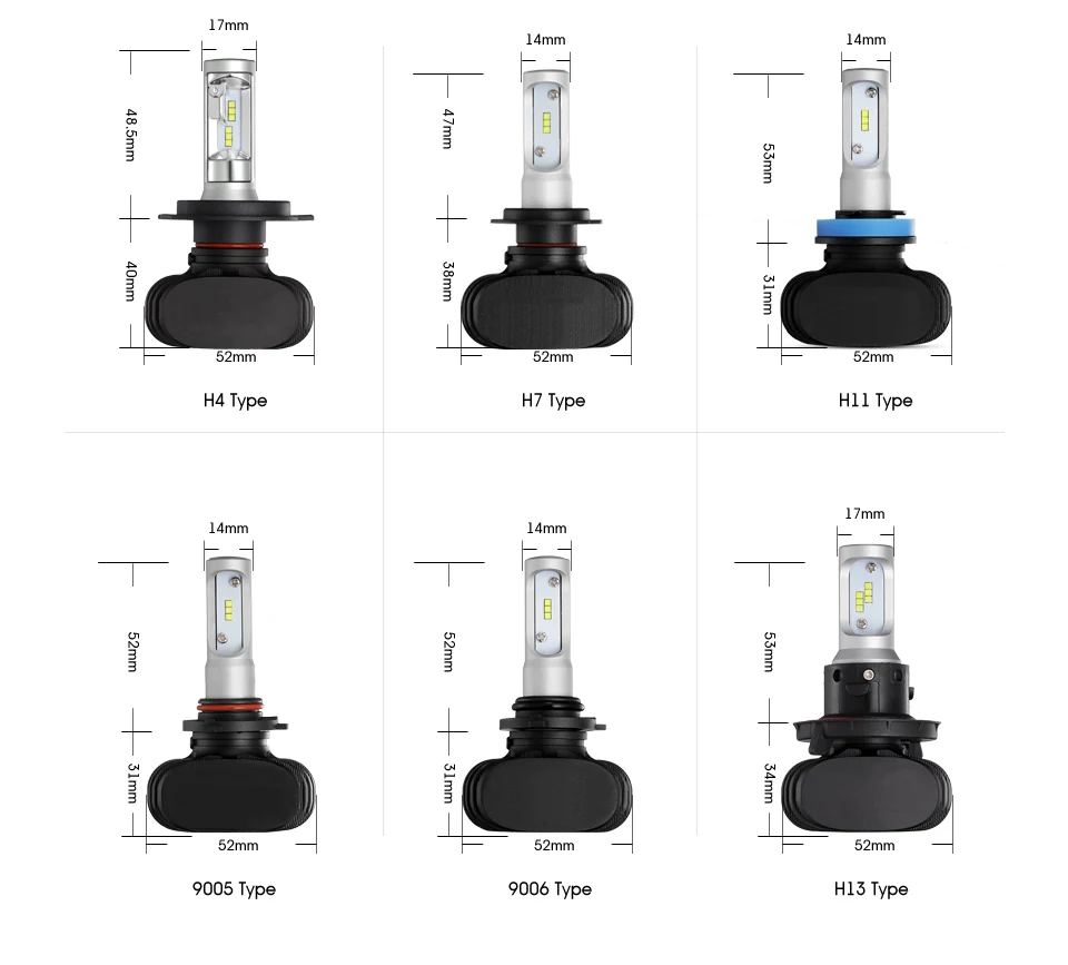 Oslamp S1 Авто светодио дный фар H7 H13 9005 9006 светодио дный H4 шарика автомобиля 6500 К CSP чип 50 Вт 8000lm фан-менее H11 автомобиля лампы накаливания все-в-одном