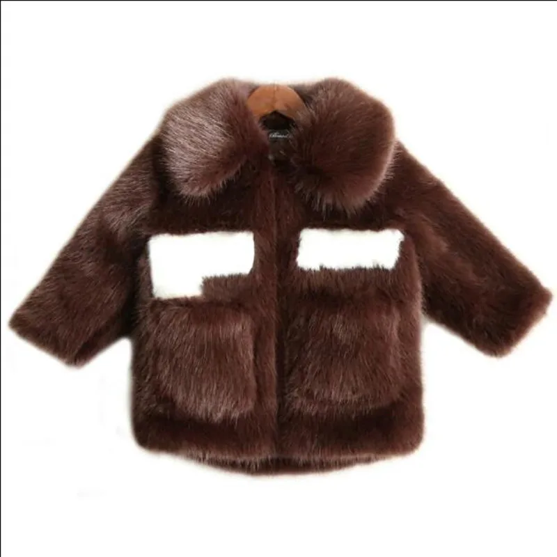 Little Girls Boys Winter Coat Faux Mink Fur Coat Hooded Children's