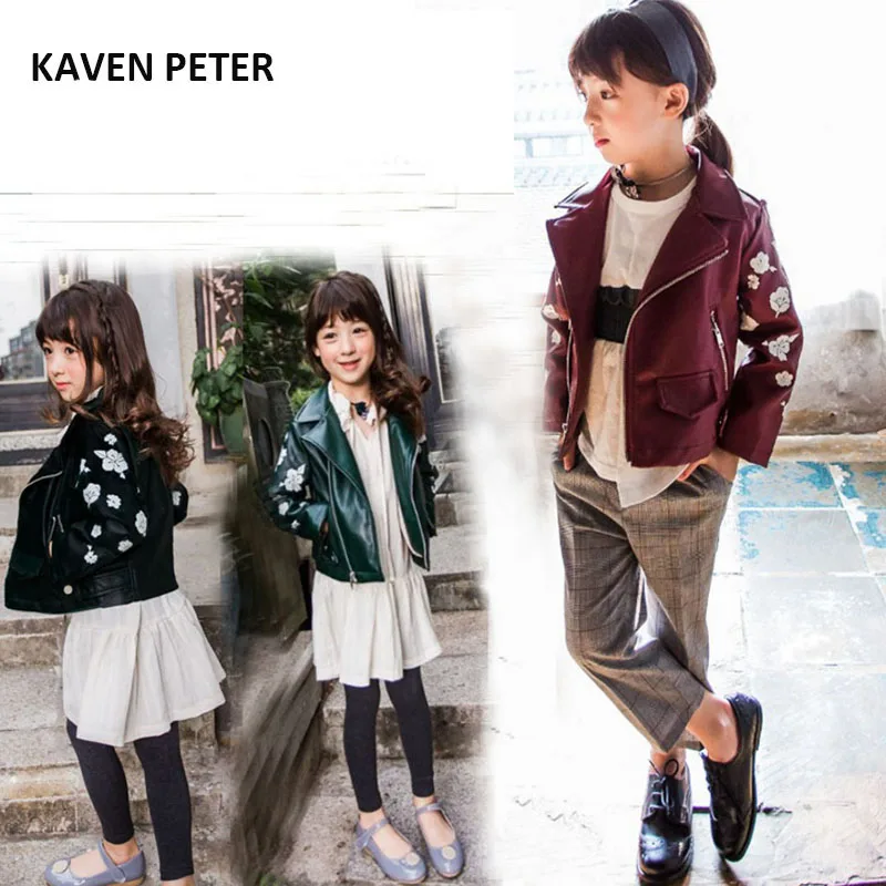 leather jacket fashion kids faux leather jacket children green wine red