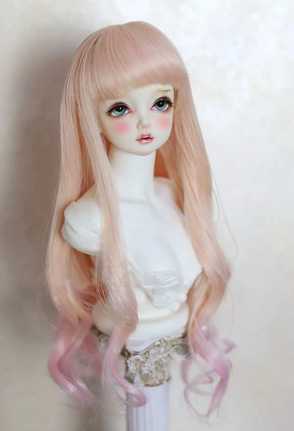 BJD doll wigs peach color gradient pink mixed long curly wigs for 1/3 1/4 BJD DD SD MSD YOSD doll High-temperature wire wigs цена BJD doll wigs peach color gradient pink mixed long curly wigs for 1/3 1/4 BJD DD SD MSD YOSD doll High-temperature wire wigs цены онлайн