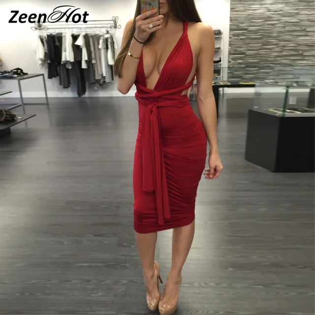 V-Neck Backless Dress