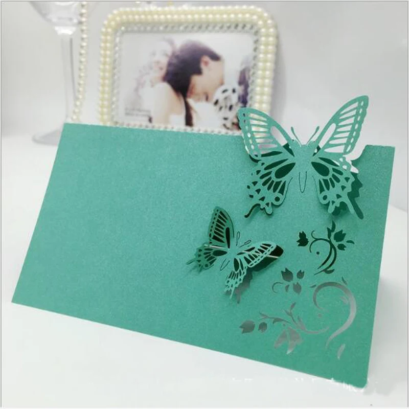 10 Colors 50pcs Butterfly Laser Cut Table Name Place Cards Favor Table Name Message Setting Card Wedding Birthday Party Supplies (7)