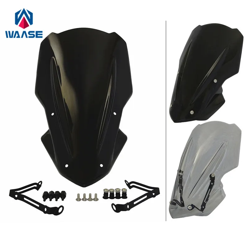 

waase Motorcycle Windscreen Windshield Shield Screen with Bracket For Kawasaki Z900 2017 2018 2019