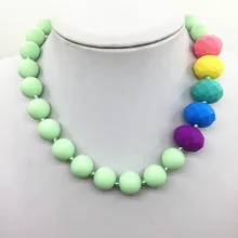 Силиконовое ожерелье-прорезыватель для малышей или детей без БФА, силиконовый ожерелье-прорезыватель с радужным бисер «геометрическая фигура» оптом