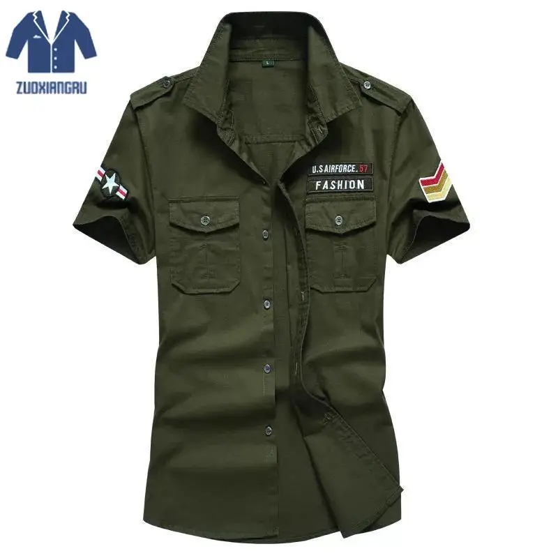Zuoxiangru большой Размеры Для мужчин летние камуфляжные рубашки Для Мужчин Армия военные фанаты одежда multi-карман тактические рубашки плюс