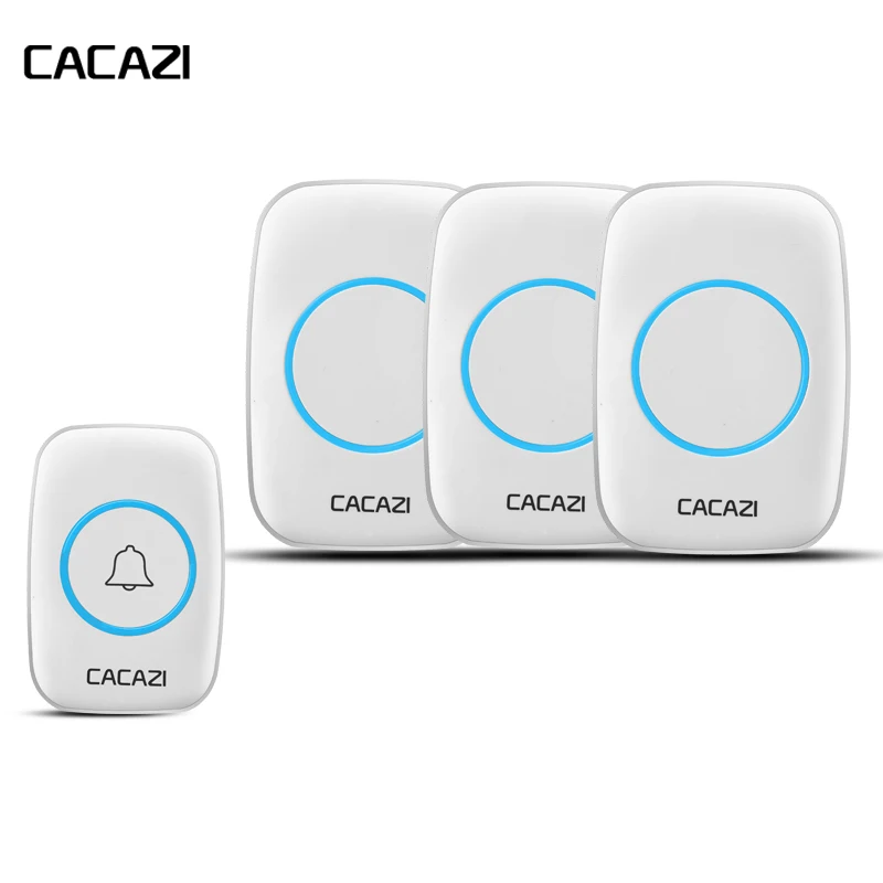 

CACAZI Waterproof cover Wireless Doorbell ring 300M Remote EU/US Plug home smart Door Bell 110V-220V 3 receivers with battery