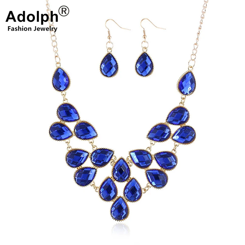 

ADOLPH Star Jewelry Rhinestones Choker Necklace With Stud Earring Vintage Drop Jewelry Set Statement Accessories Bijoux New