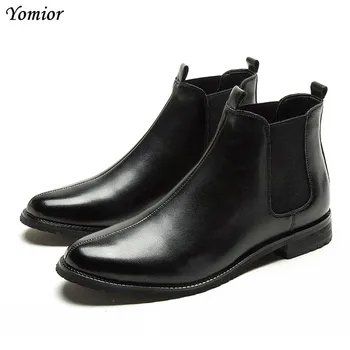 

Yomior Autumn Winter Men Shoes Luxury Designer Pointed Toe Dress Soft Leather Loafers Male Ankle Chelsea Boots Party Travel