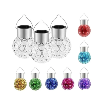

4pcs/lot LED Solar Glass Ball Crystal Hanging Light Colorful LED Color Changing Light Outdoor Garden Waterproof Decorative Lamp
