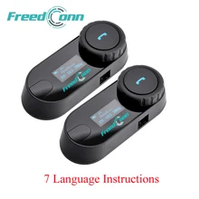 Originale FreedConn 2 pcs Aggiornato TCOM-SC BT Casco Del Motociclo di Bluetooth Intercom Interphone Auricolare con DISPLAY LCD screen + FM Radio