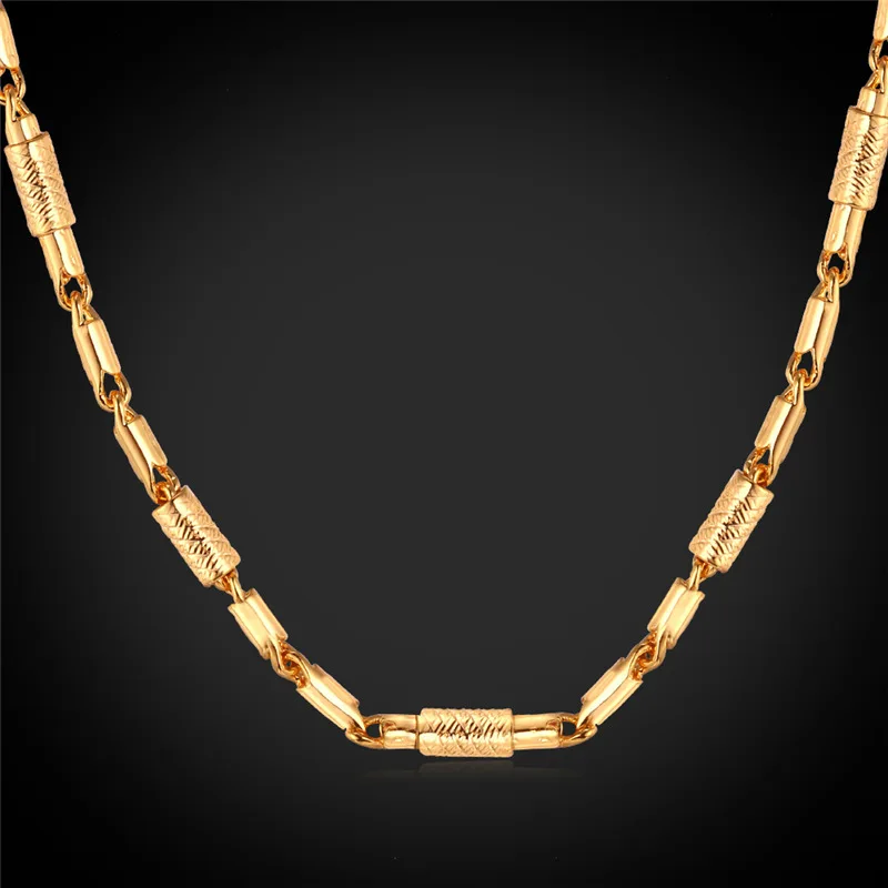 Link Bar Gold Chains Necklaces For Men / Women Jewelry Vintage 2MM