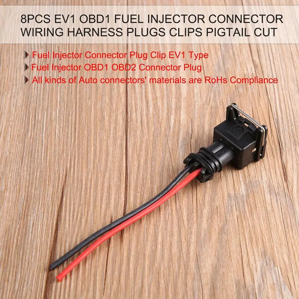 8PCS Fuel Injector Connector Wiring Harness Plugs Clips Cut/Splice Pigtail Connectors Wire For Bosch BMW VW GM Porsche OBD1 J3-in Fuel Inject.