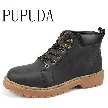 

PUPUDA Military Boots Men Fashion Chunky Casual Shoes Platform Shoes Male High Top Cowboy Boots Men Combat Boots Autumn Winter