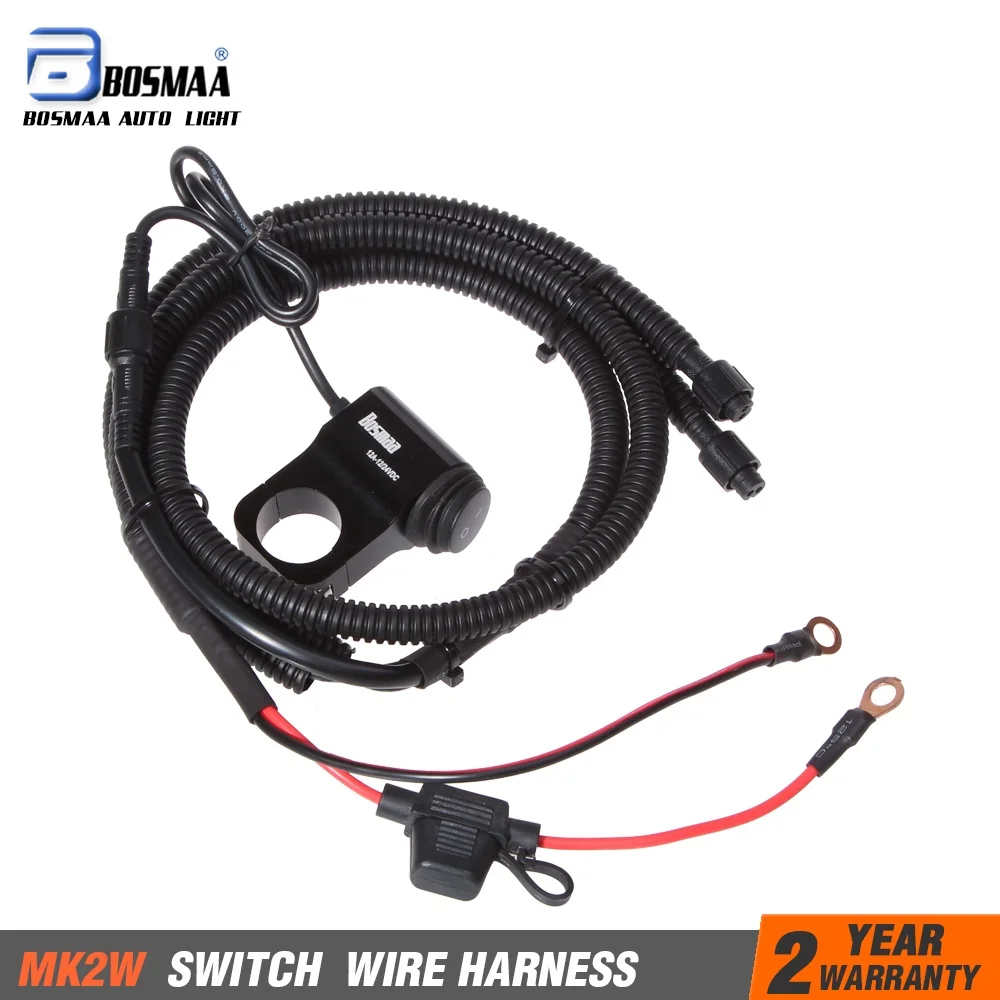 

Bosmaa MK2W 12V Motorcycle led light switch wire harness ATV Handlebar Fog Spotlight On Off Switch
